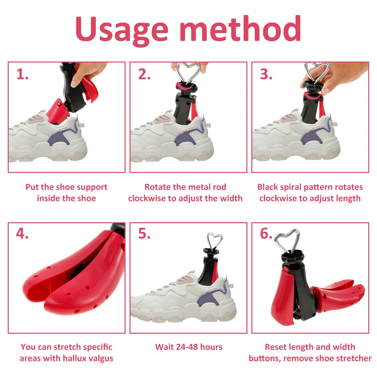 1/2Pcs Universal Shoe Stretcher Adjustable Boot Stretcher PC Sneaker Shoe Widener with Steel Shaft for Men and Women