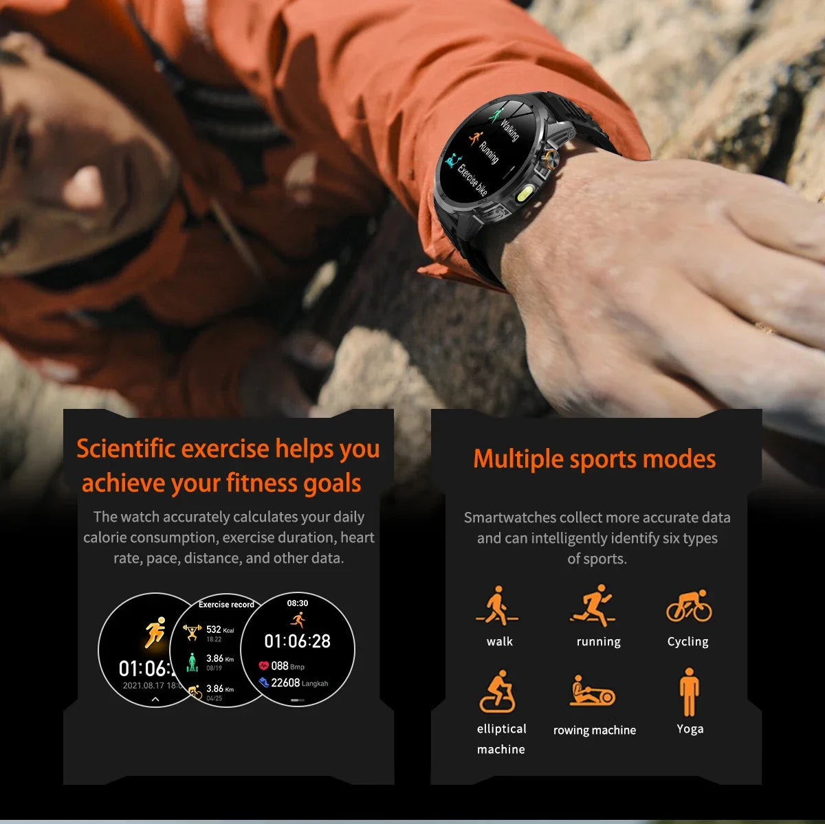 GUHUAVMI AK95 Pro Smartwatch – AMOLED, GPS & Flashlight