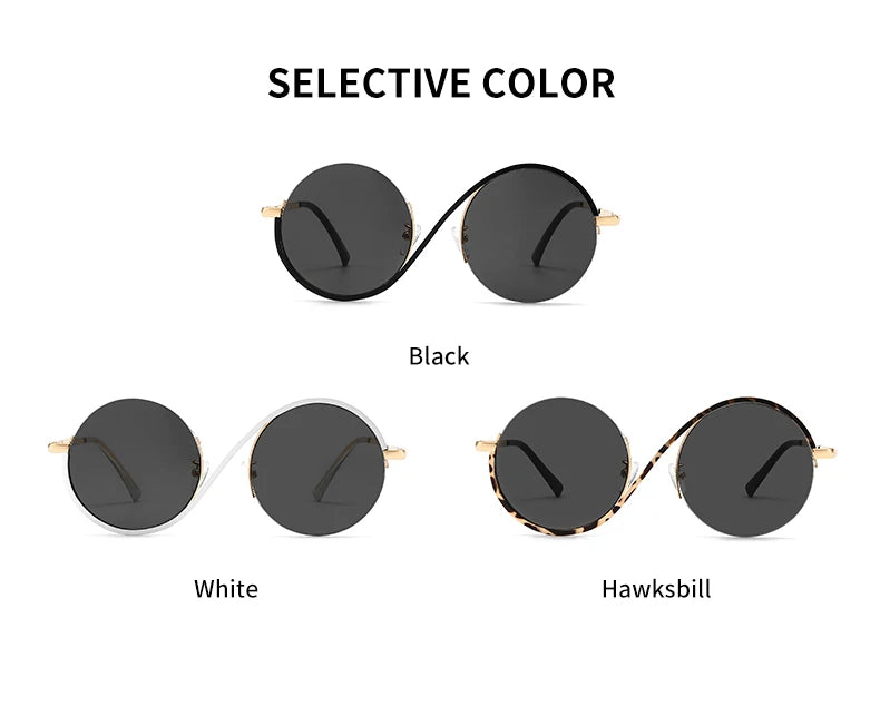 GCV Brand Hot Sale Avant-Garde Personality Women Female Gorgeous Sunglasses Round Frame Glasses Fashion Punk Style New Metal