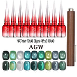 AS 9pcs Cat Eye Magnetic Moonlight Gel Nail Polish Set 15ml Sparkle White Silver Water Light Red UV Gel Nail Art Manicure Vernis