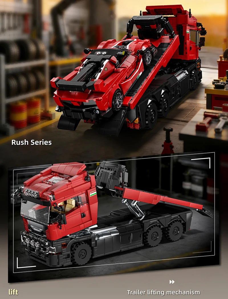 Technical Blocks Truck Sets Trailer Cars Transport Vehicle Creative MOC Building Toys Birthday Gifts Adult 1728Pcs Bricks Model