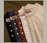 Heavyweight Cotton Henley Tee – Vintage Everyday Essential