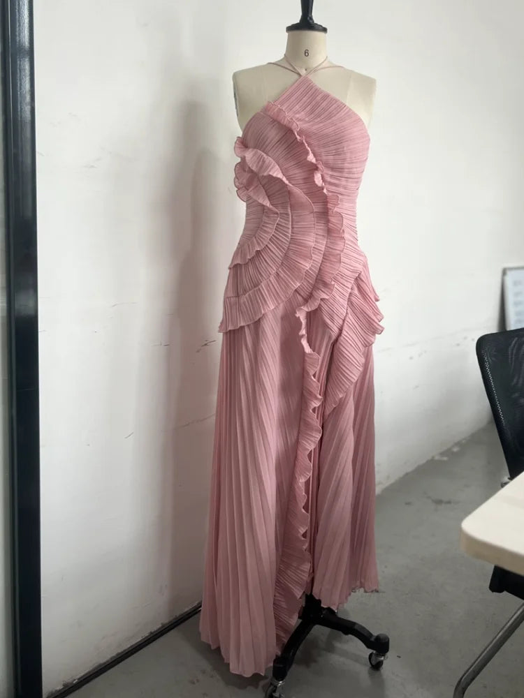 Chic Irregular Chiffon Halter Maxi