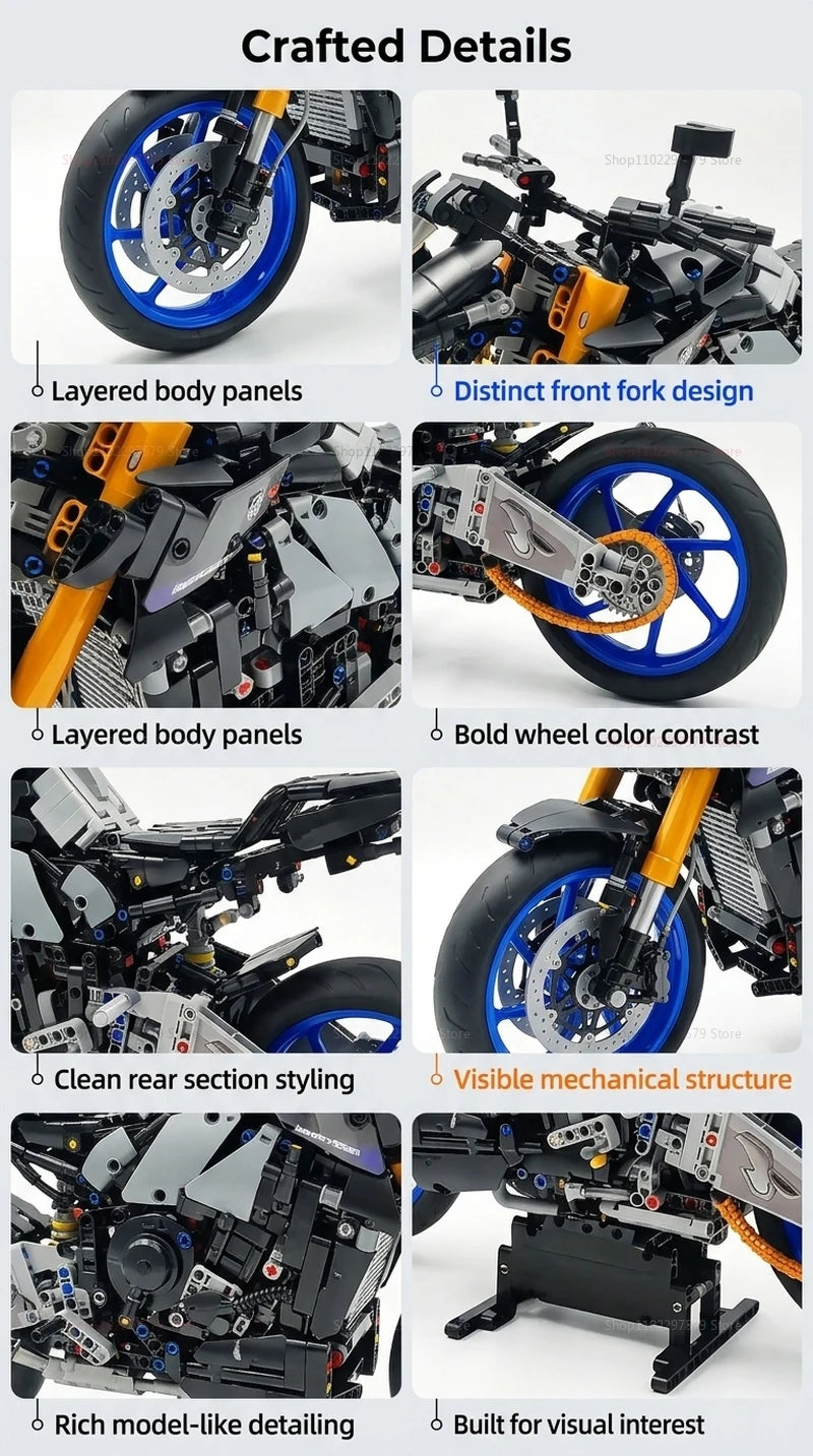 1478pcs Technology Racing Motorcycle Building Blocks Set Fast Speed Bike Small Particle Model DIY Toy for Adult Collectible Gift