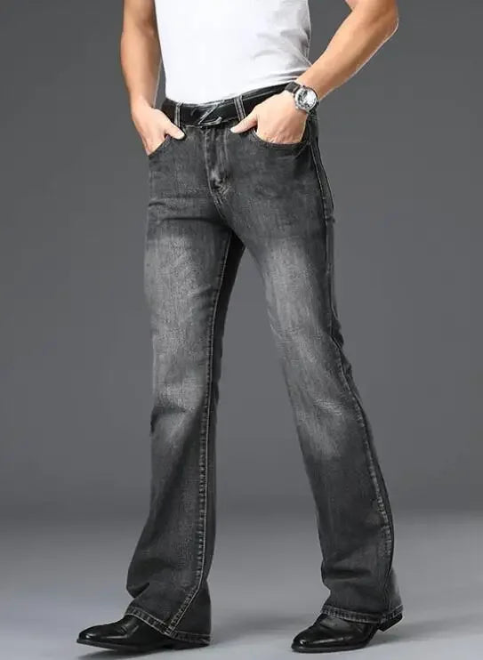 Men's Flared Jeans with Mid-Rise Waist