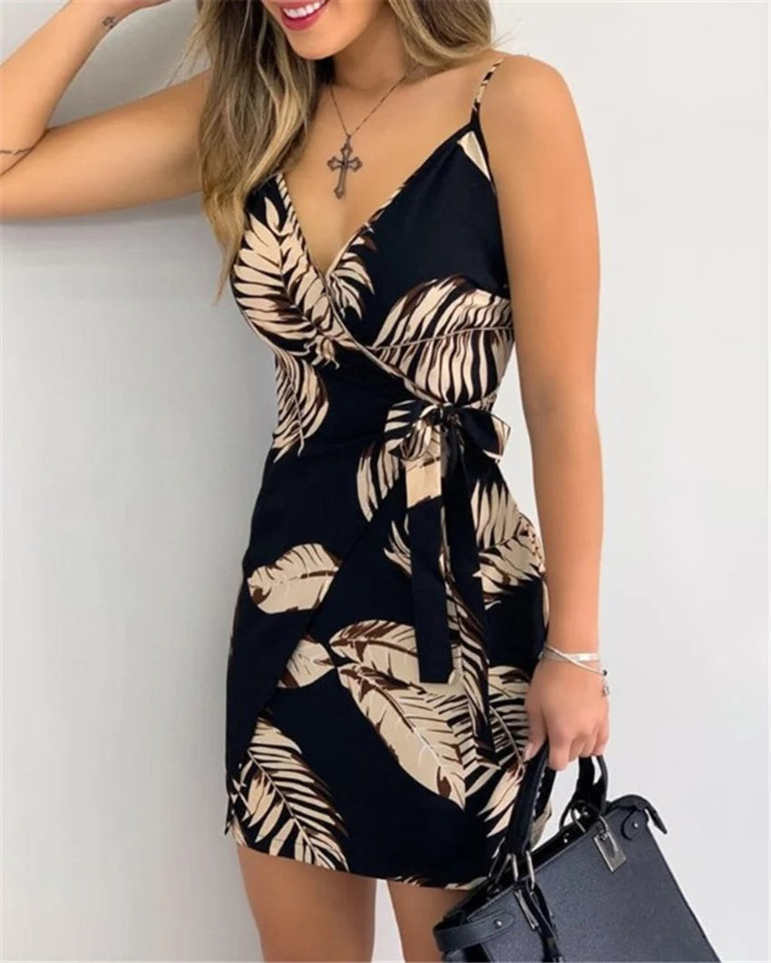 V-Neck Bodycon Mini Dress