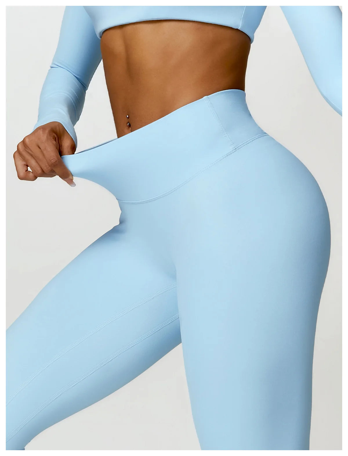 2-Piece Women's High-Waist Yoga Set – Seamless Long Sleeve Workout Suit
