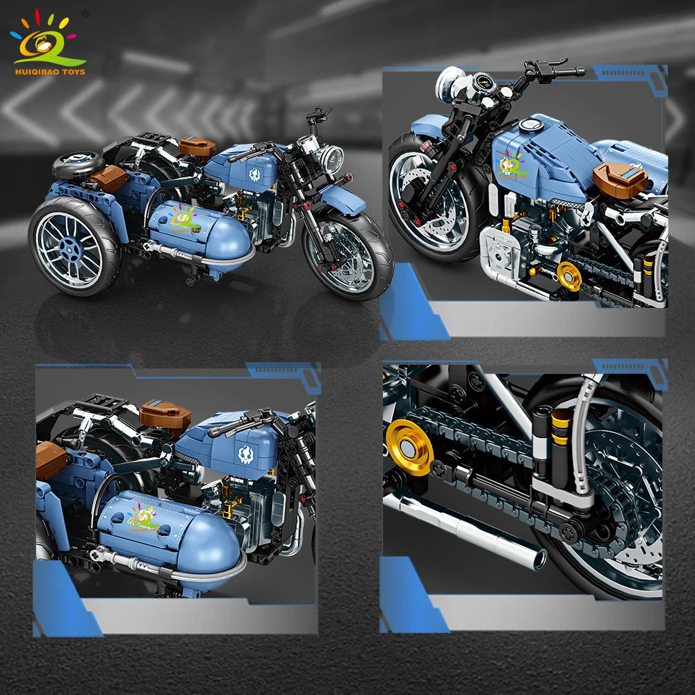 HUIQIBAO MOC Motorbike Model Building Blocks City Moto Racer Bricks Toy for Kids Boy Children Adult Car Set home Decoration