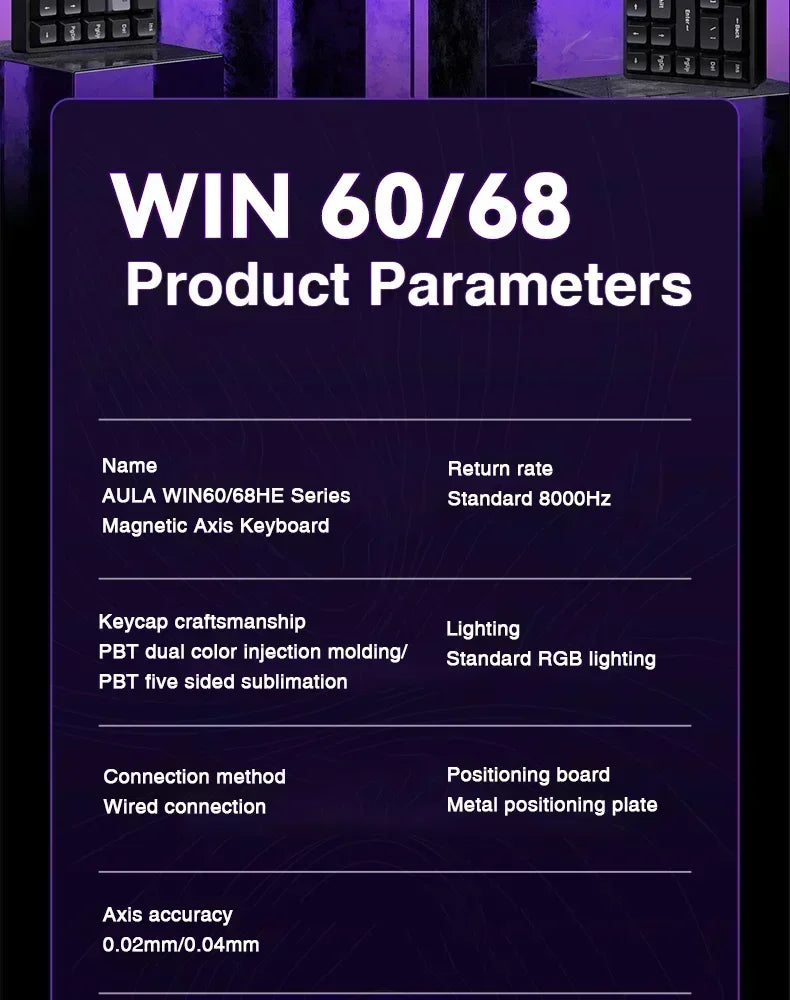 AULA WIN60 WIN68 HE Magnetic Keyboards Esports Rapid Trigger 8K Return RGB Hotswap Wired Gaming Mechanical Keyboard for Pc Gamer
