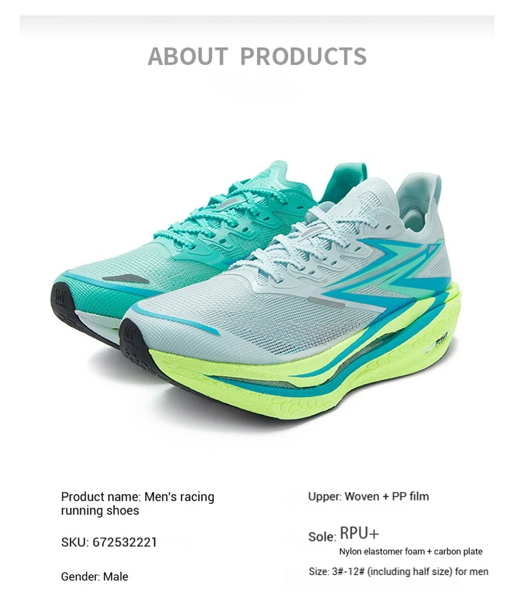 361 Degrees Flame 4.5 Men's Running Shoes Carbon Plate Breathable Stable Rebound Grippy Durable Marathon Male Sneakers 672532221