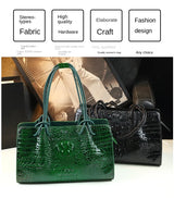 Luxury Genuine Leather Women's Bag Red Crocodile Pattern Ladies Handbags Tote Bag Fashion Travel Portable Shoulder Underarm Bags