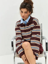 Vintage Striped Oversized Polo Shirt