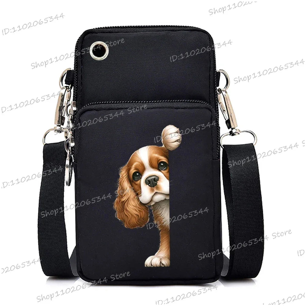 New Mobile Phone Bag Funny Anime Dog Print Shoulder Messenger Bag Women Men Coin Purse Handbag Animal Lover Small Crossbody Bag