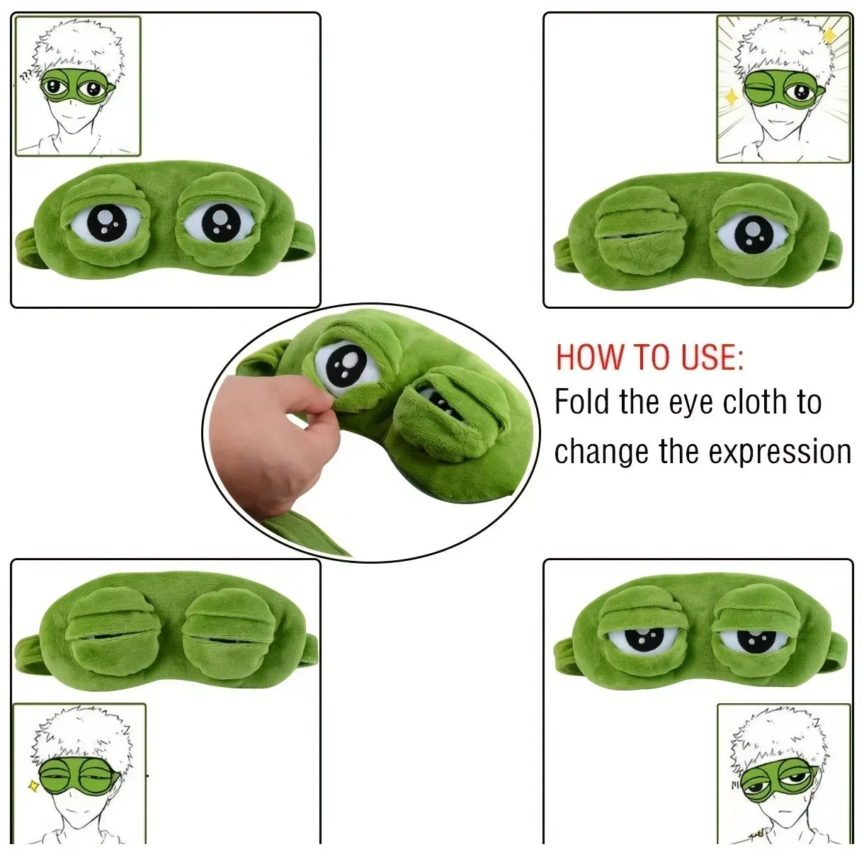 3D Frog Plush Sleep Mask – Soft Cotton Travel Blindfold (Made in USA)