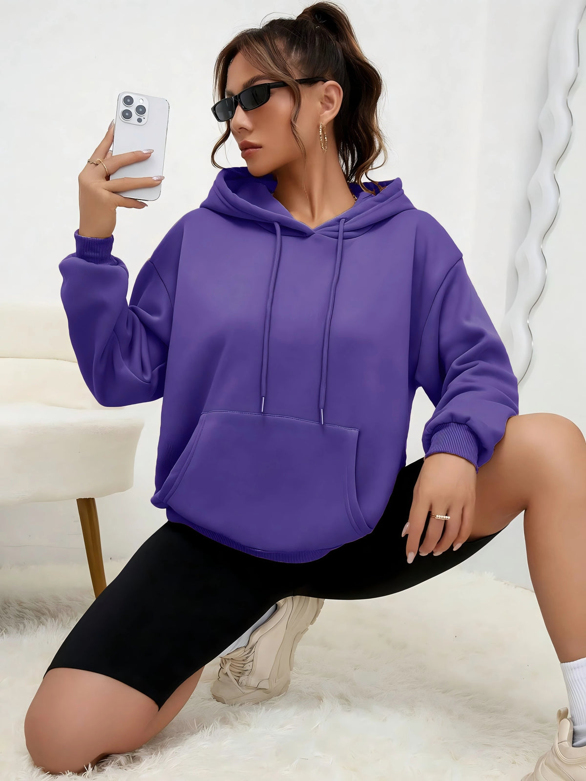 Essential Solid Color Fleece Hoodie