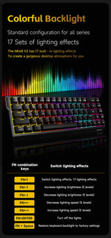 AJAZZ NK68V2 Single-Mode Wired Mechanical Keyboard Portable Gaming Keyboard RGB Hot-Swappable PC Lightweight Mechanical Keyboard