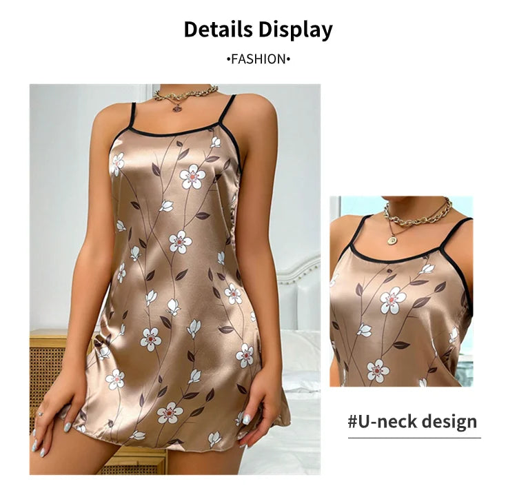 Elegant Floral Satin Nightdress