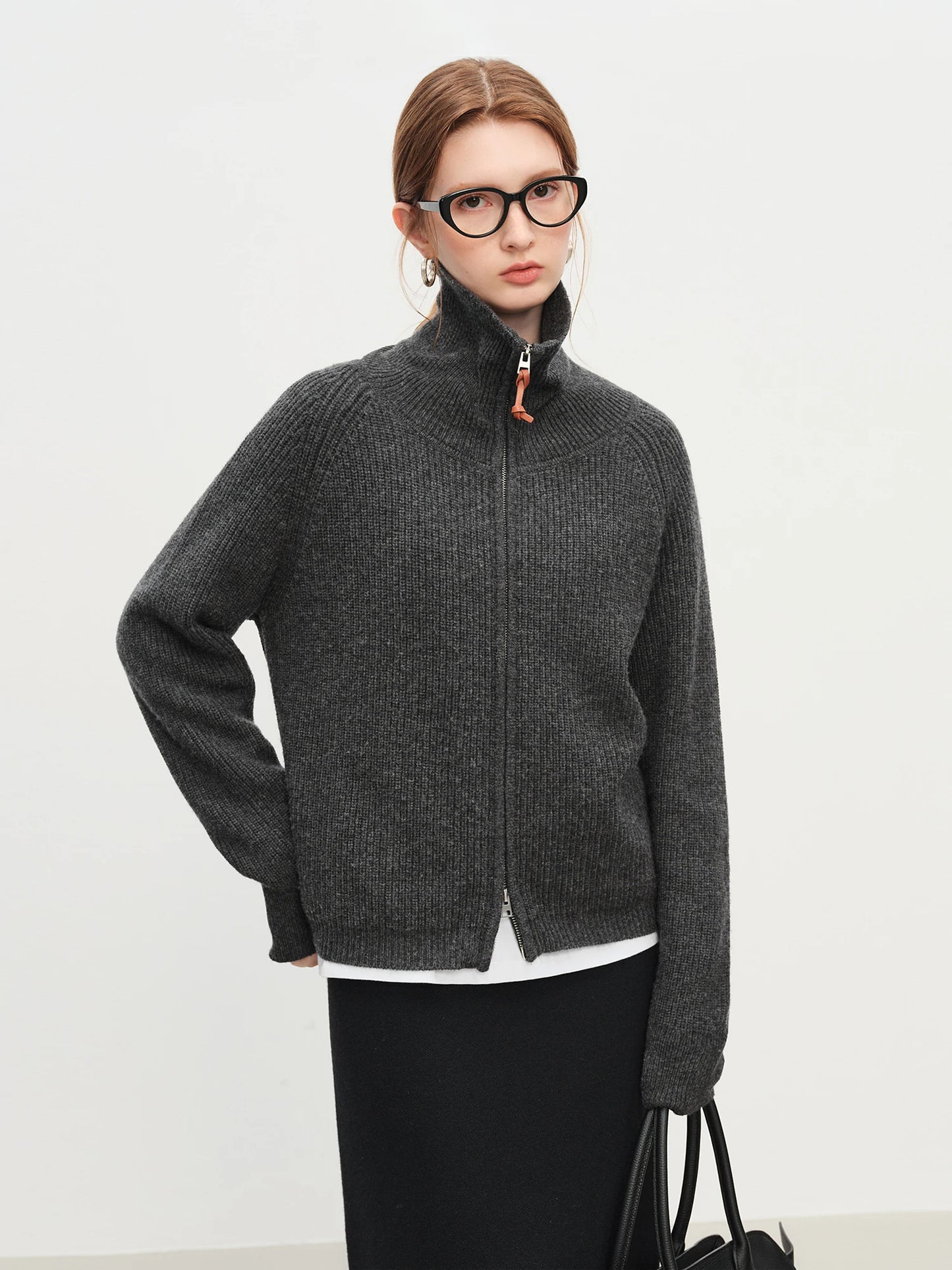 Women's Loose Fit Wool Blend Zipper Cardigan – Fall/Winter 2025 USA Style