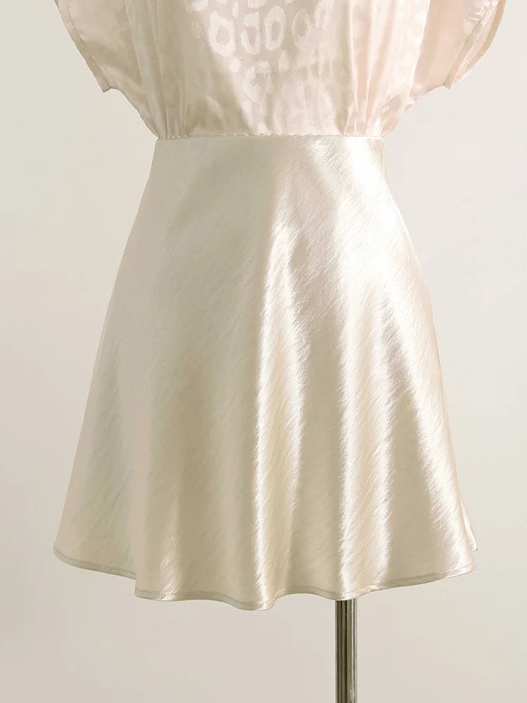 Women's Satin A-Line Mini Skirt | High Waist Office Style