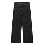 Men's Distressed Wide Leg Denim Jeans