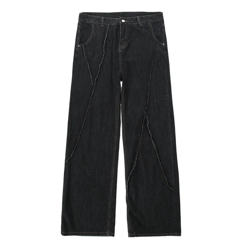 Men's Distressed Wide Leg Denim Jeans