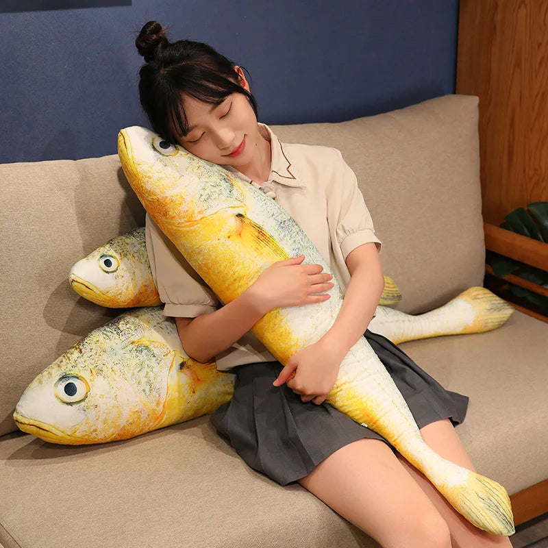 New Simulation Large Yellow Croaker Plush Toys Lifelike Fish Dolls Stuffed Soft Throw Pillow Sleeping Cushion Decor Gift
