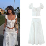 Mingmingxi New in Matching Sets Elegant Off The Shoulder Cropped Top and Flared Skirt Sexy Outfits Two-piece Set Women 2025