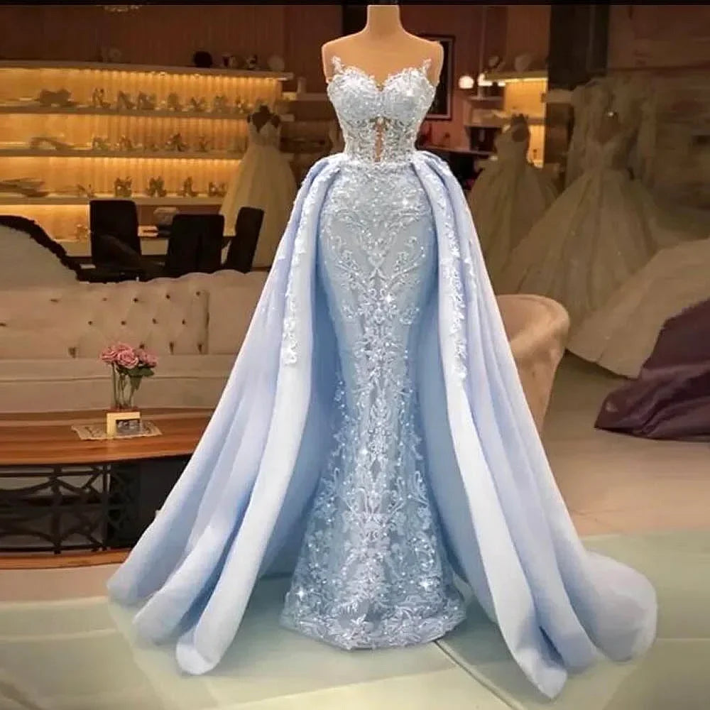 Sparkling Mermaid Evening Gown | Crystal Bead Formal Dress