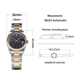 Baltany 36mm Perpetual Date Watch S4095 Sunray Dial 100M Waterproof Stainless Steel Bracelet NH35 Luxury Automatic Watch for Men