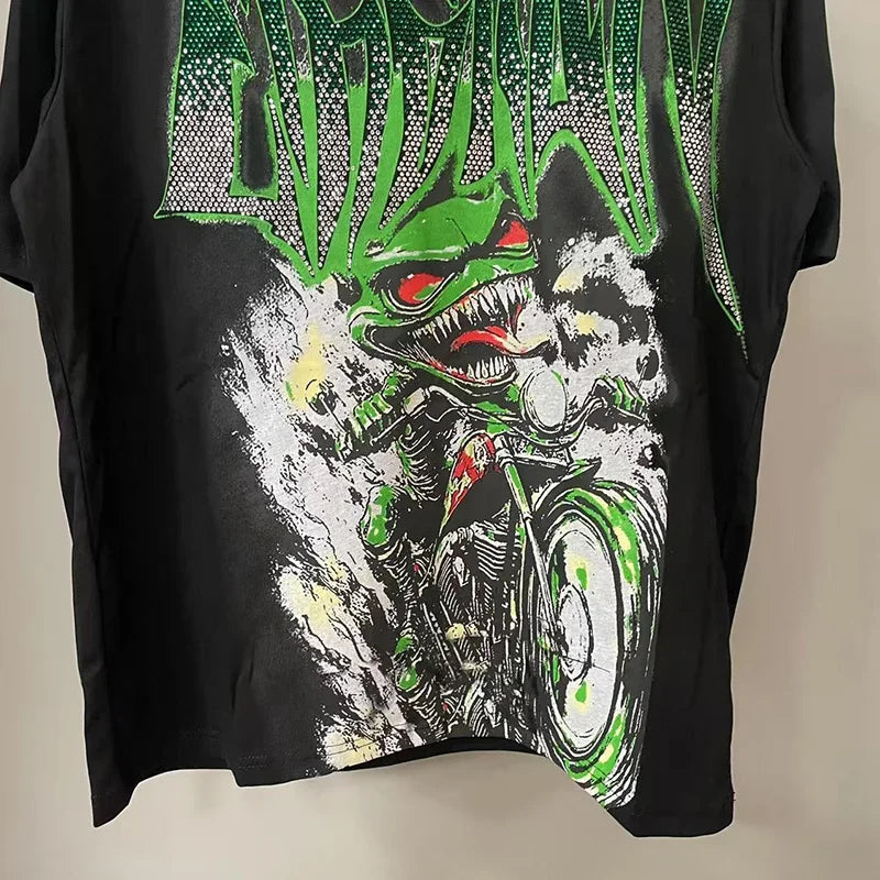 MIXED EMOTION Oversized Cotton Rhinestone T-Shirt