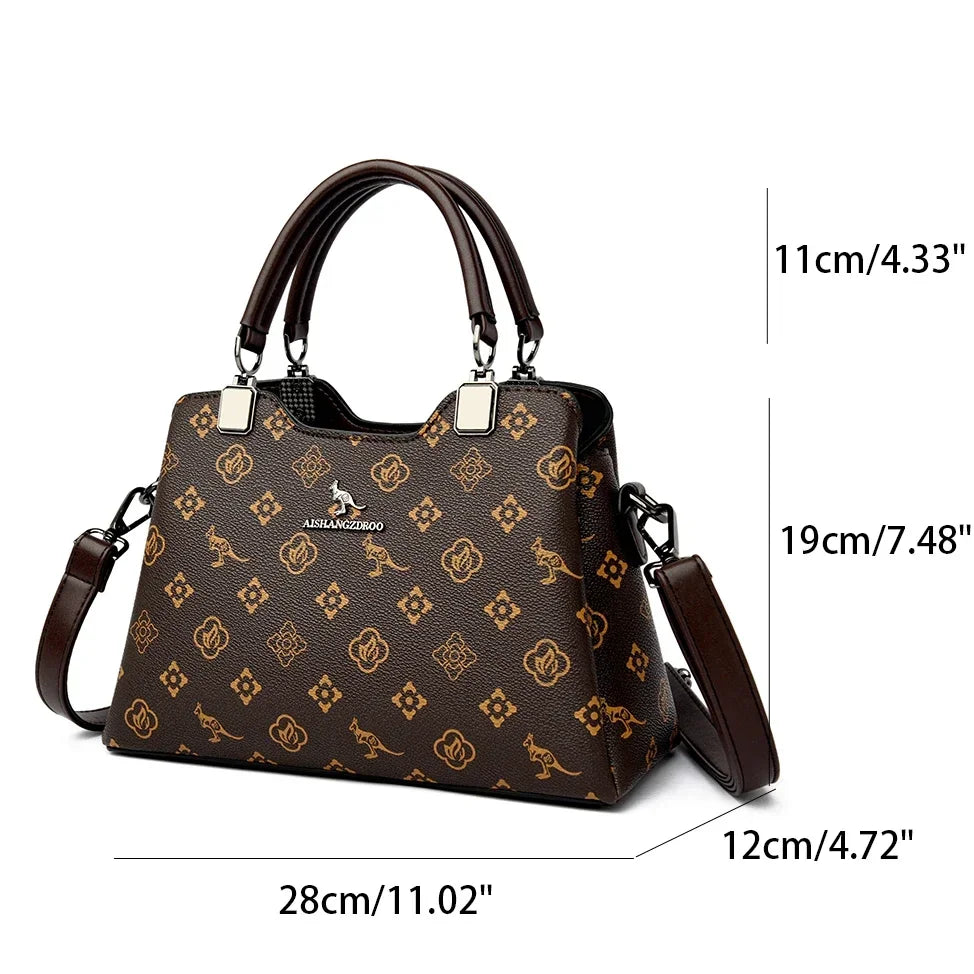 Luxury Handbag Fashion Print Large Capacity Soft Leather Women Shoulder Crossbody Bag Leisure Designer Ladies Purses and Handbag