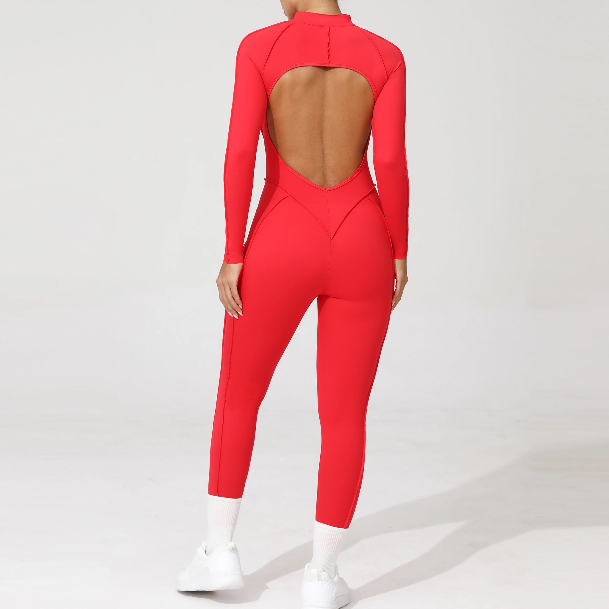 Long Sleeve Zip-Front Yoga Jumpsuit
