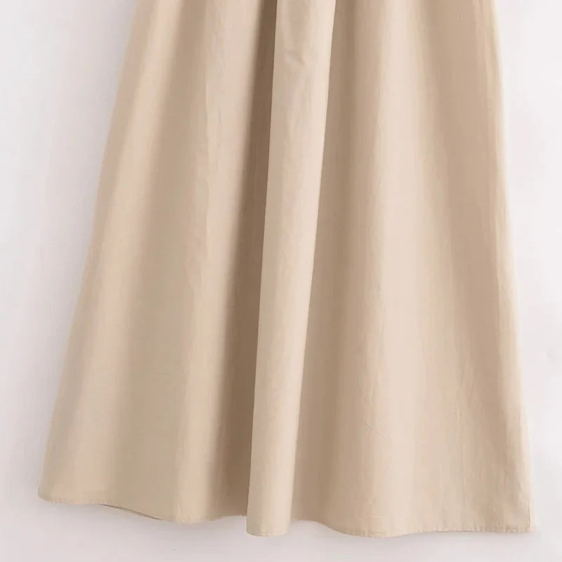 Khaki & Black Elegant Patchwork Maxi Dress – 2025 Spring Y2K Sleeveless