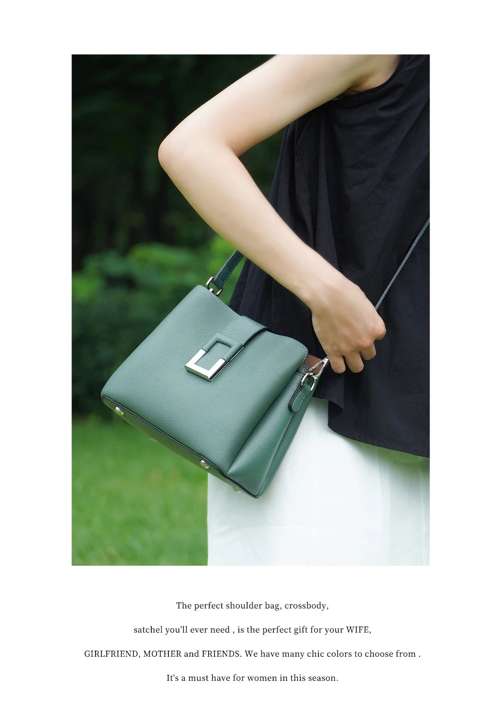 Zency Genuine Leather Bucket Shoulder Bag for Women
