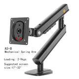 NB NORTH BAYOU F80 A5 Desktop Gas Spring 17-30" LCD LED Monitor Holder Mount Arm Full Motion Display Stand Loading 2-9 Kgs