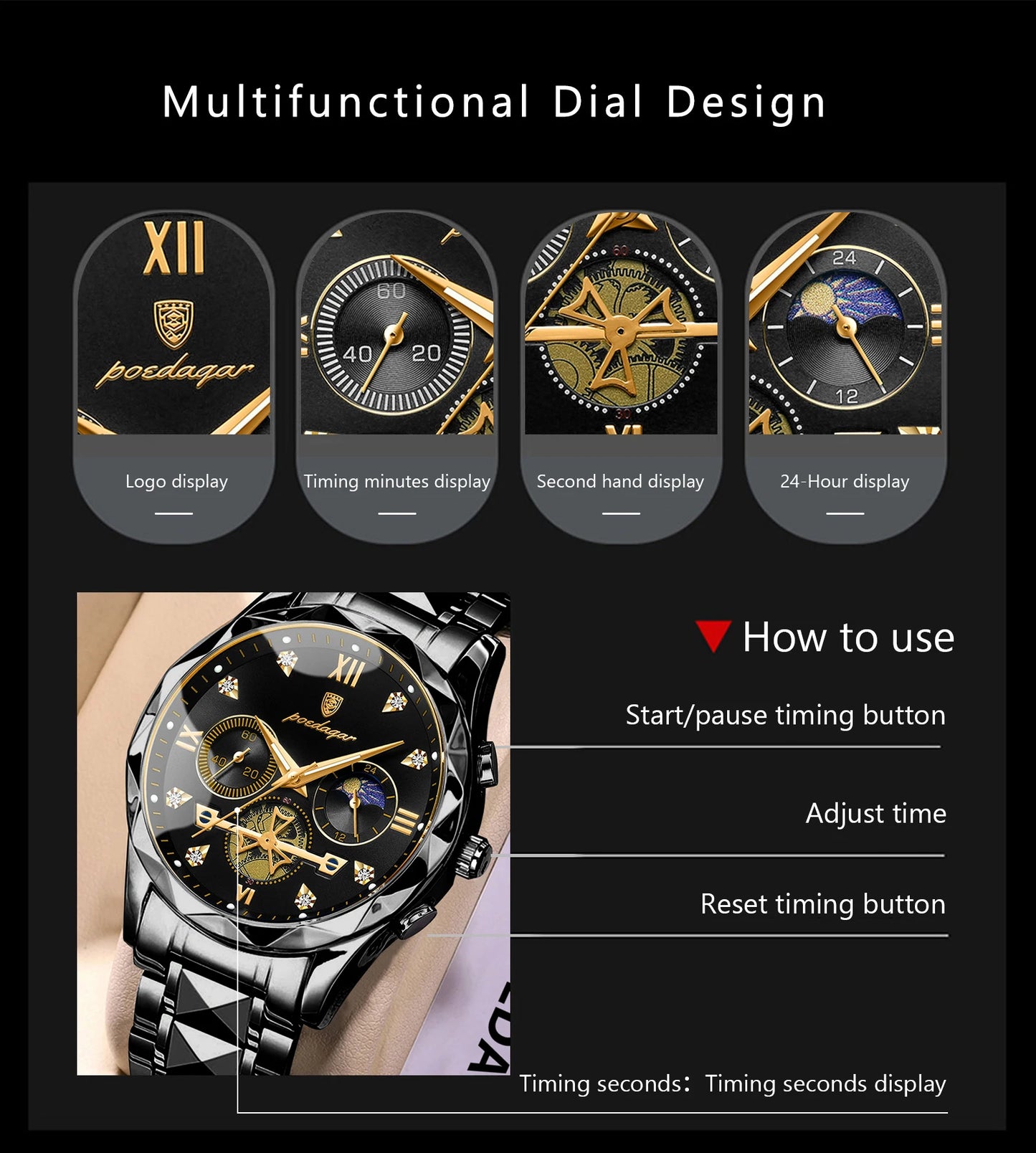 POEDAGAR 996 Men's Luxury Chronograph Watch