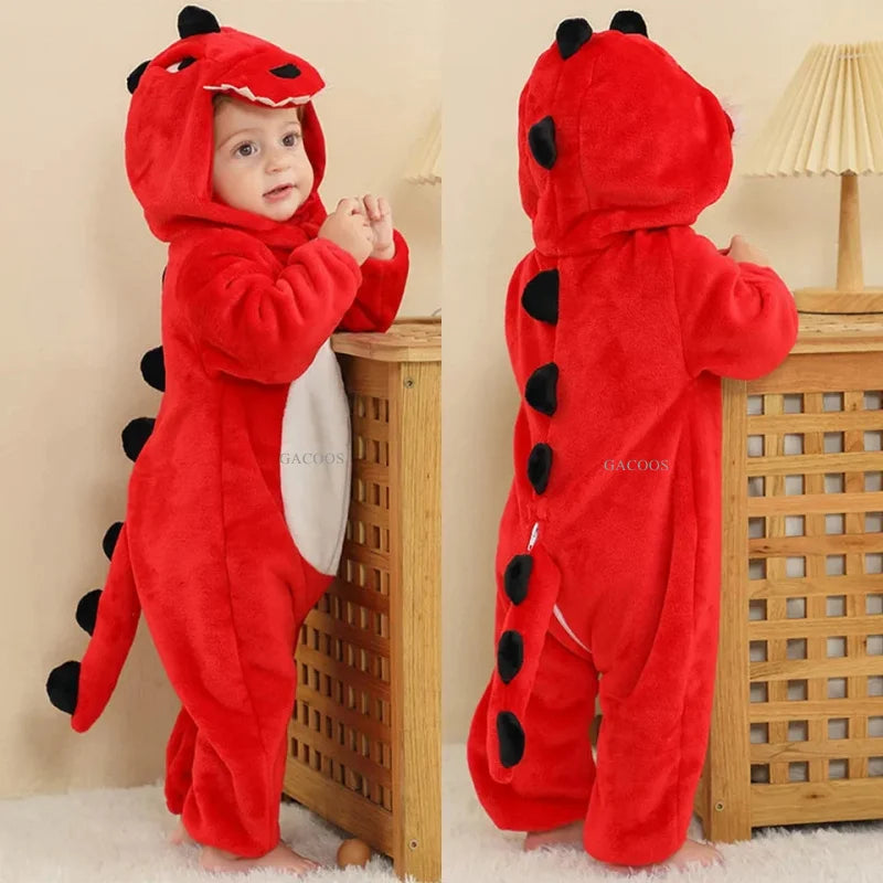 Animal Theme Flannel Baby Romper