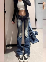 Retro Punk Wing-Embroidered Slim Jeans
