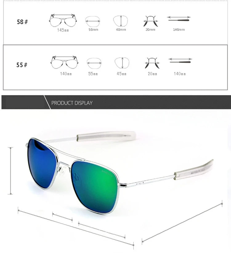 Men's Pilot Sunglasses – Mirror Lens UV400 Alloy Frame