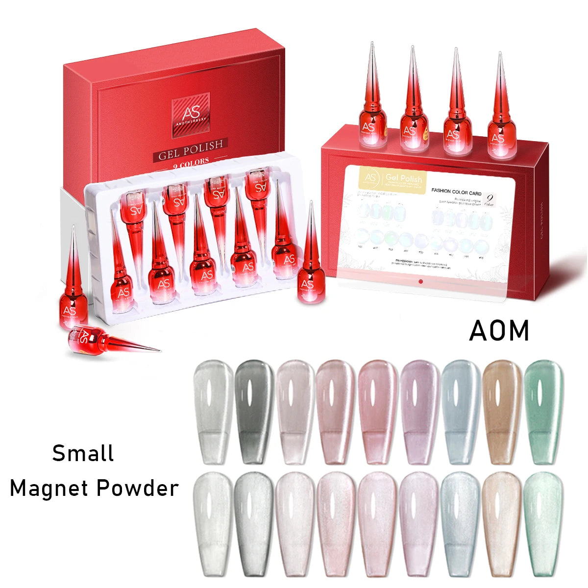 AS 9 Colors Magnetic Cat Eye Gel Nail Polish Set Jelly Pink UV LED Soak Off Gel Varnish Crystal Red Cat Gel Lacquer With Display