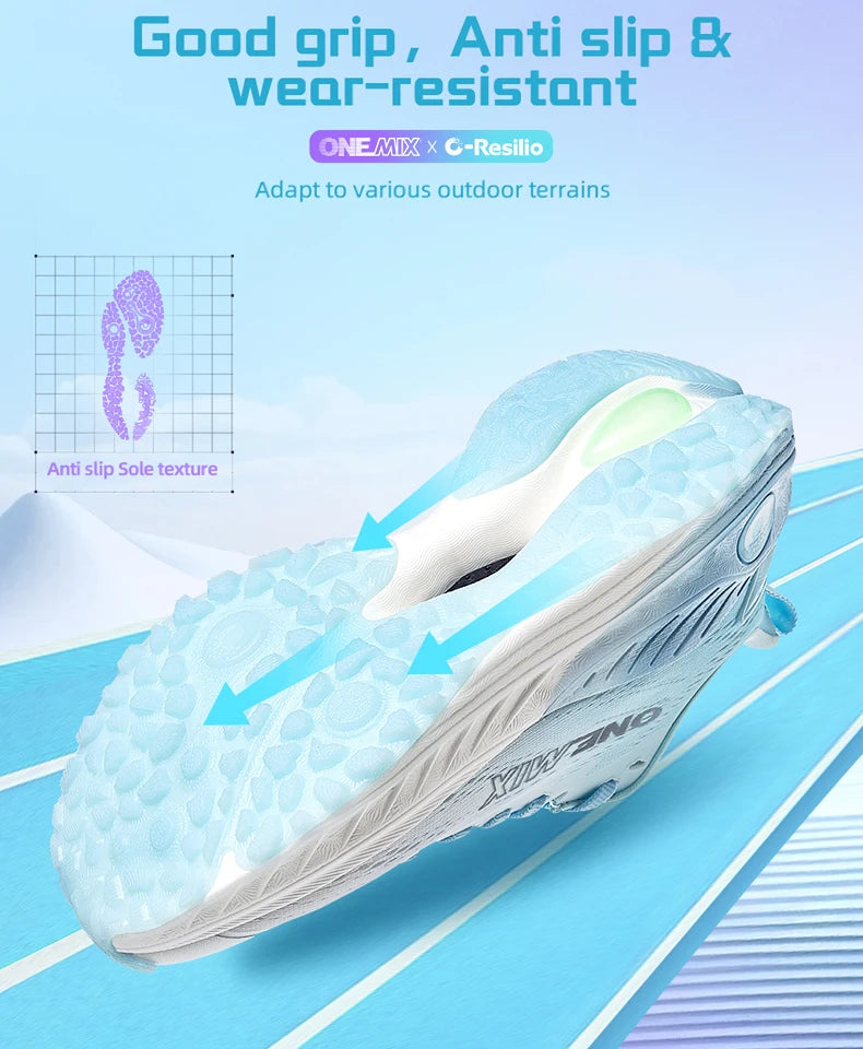 Onemix NEW Male Racing Breathable Cushioning Non-Slip Sneakers Mesh Breathable Shock Rebound Lightweight Fitness Shoes