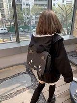 Women's Cute Cat Print Relaxed Zip-Up Hoodie