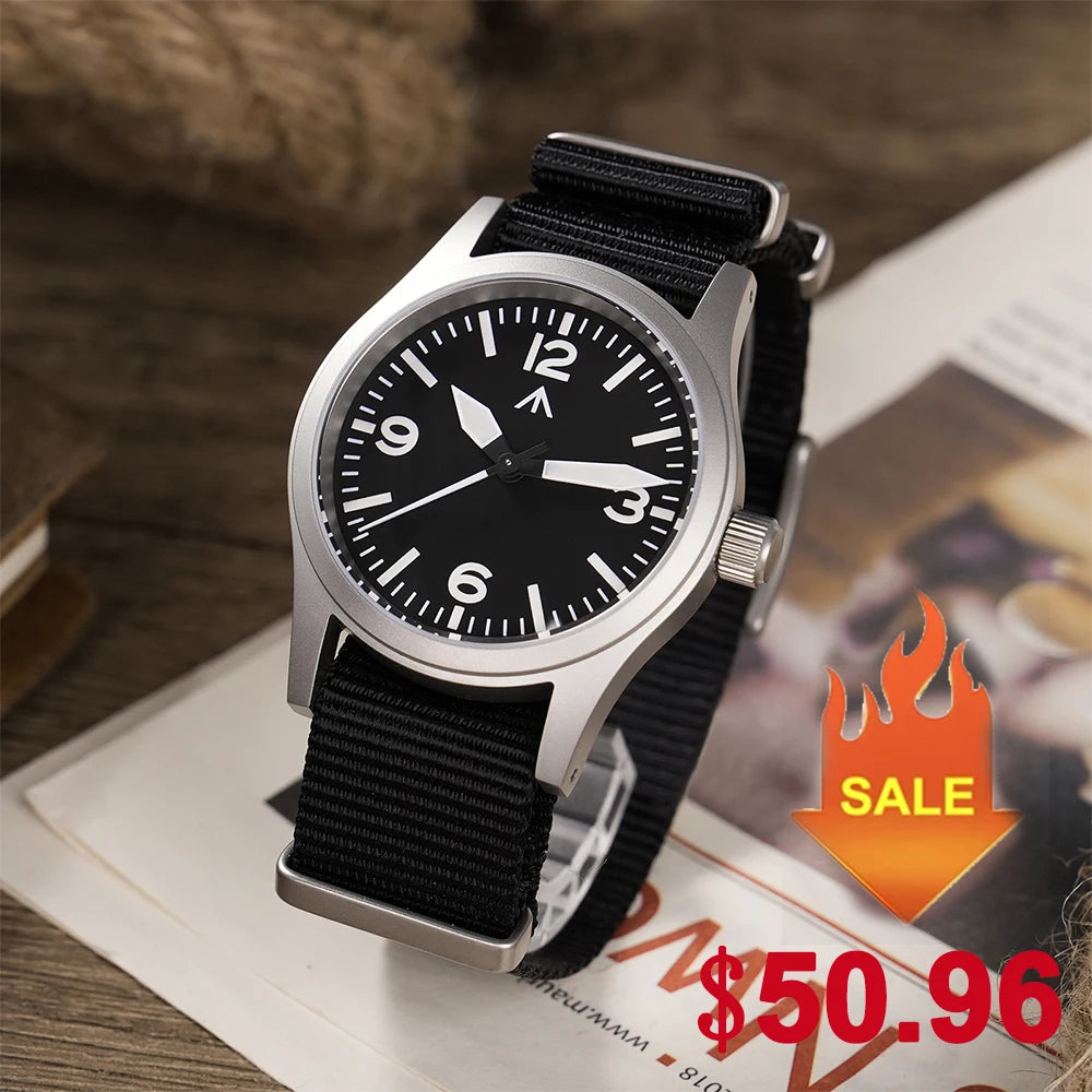 Militado ML05 Quartz Watch Sword-shaped Hands VH31 Sweep Movement Military Field Watch Sapphire Waterproof Luminous Watches