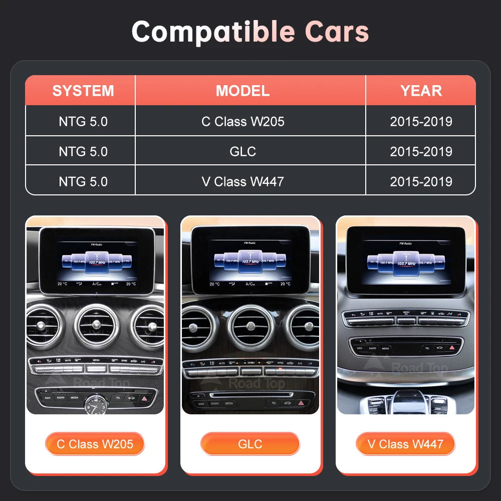 Mercedes-Benz NTG5.0 Wireless CarPlay & Android Auto Screen