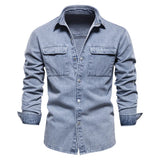 Washed Denim Jacket Casual Trendy Men's Spring Autumn Top Street Style Cotton Long Sleeve Jacket Outerwear for Youth