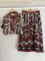 Summer Retro Geometric Two-Piece Skirt Set