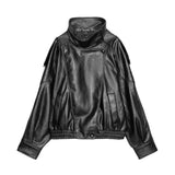 2026 Autumn Women's Faux Leather Jacket Brown Black Long Sleeve Stand Collar Thick Loose Lady Coat Fashion Motorcycle Streetwear