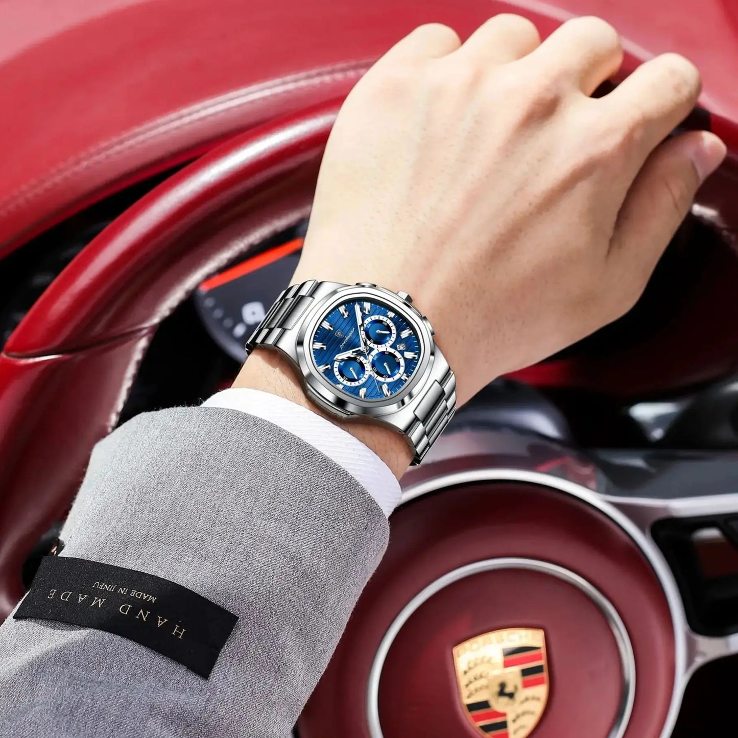 POEDAGAR 834 Men's Luxury Chronograph Watch | Stainless Steel