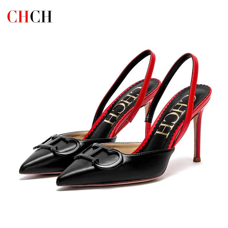 CHCH Women's Strappy Pointed-Toe Platform Heels | 9cm