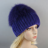 Women's Luxury Rex Rabbit & Fox Fur Beanie Hat